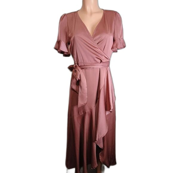 Elegant Mauve Wrap Dress Size Medium - Picture 1 of 2